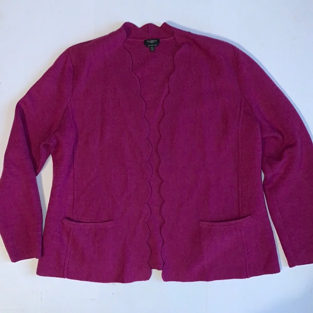 Talbots Merino Wool Open Front Cardigan Mauve Size XL - Picture 1 of 7